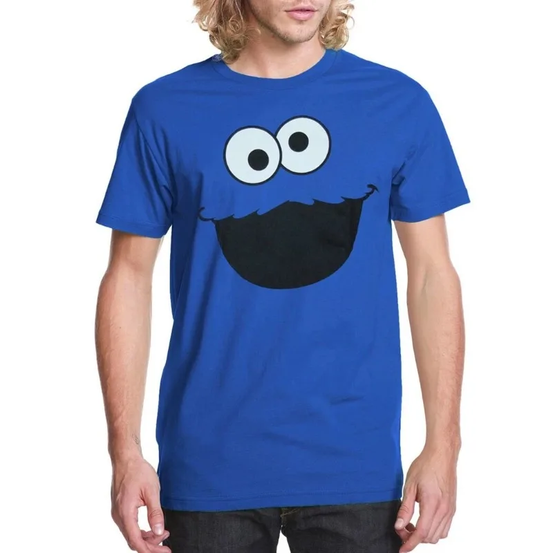 Camiseta para adultos con diseño de la Cara del Monstruo de las Galletas de Sesame Street, de alta calidad, informal, para parejas, estilo urbano, deportiva