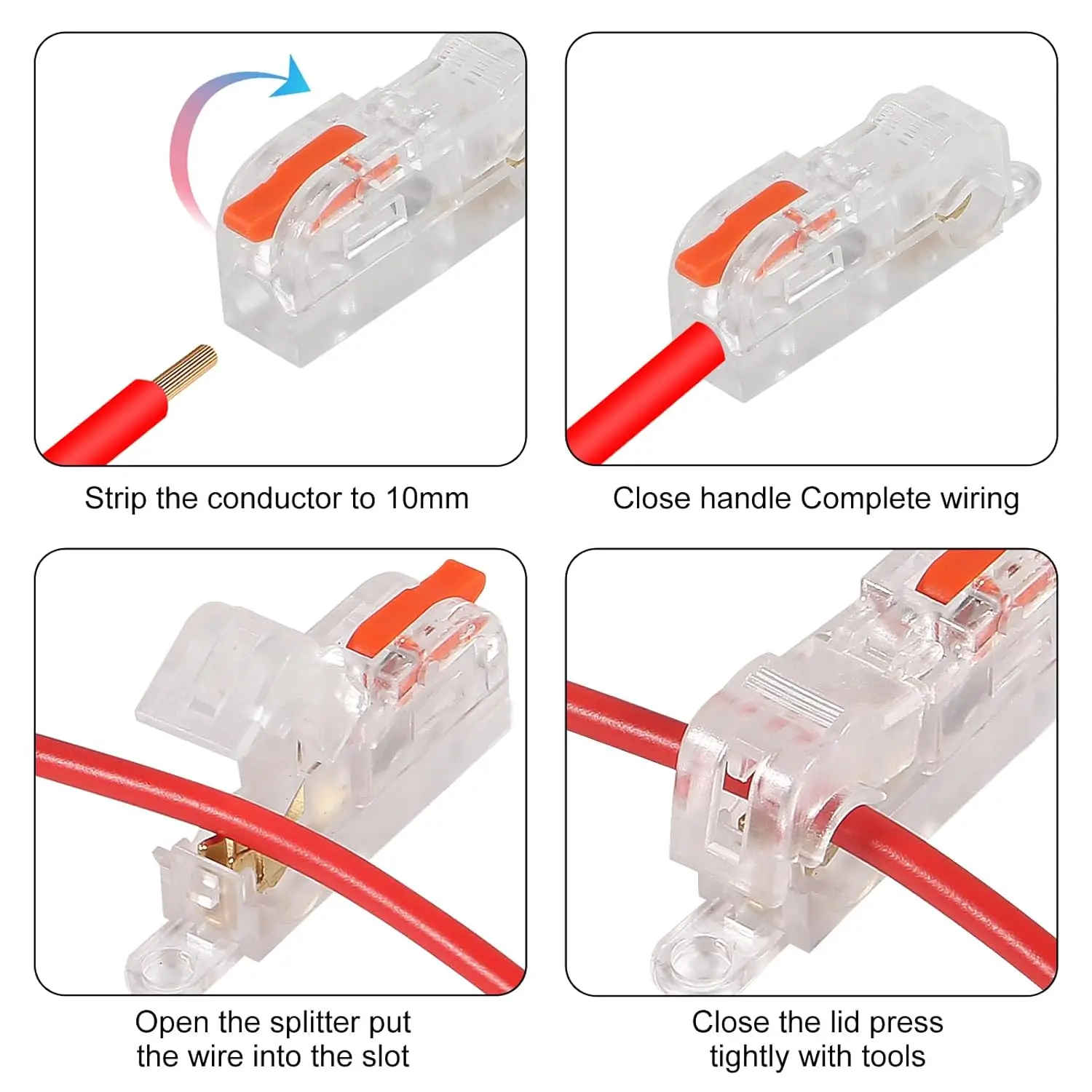 20 STKS T Tap Draad Connectors Disconnect Terminals, Laagspanning Draad Splitter Connector Push-in, Hendel Quick Draad Connectors
