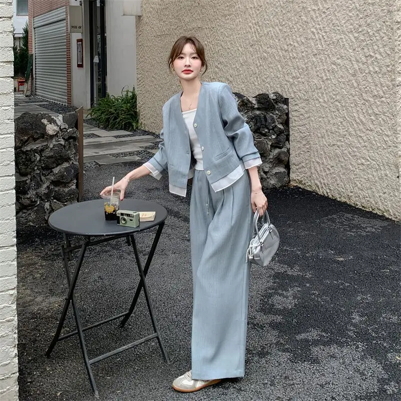 

Fashion French High-end 2 Piece Sets Womens Outfits 2025 New Spring Splicing Design Sense Suit Female Casual Suit and Pants