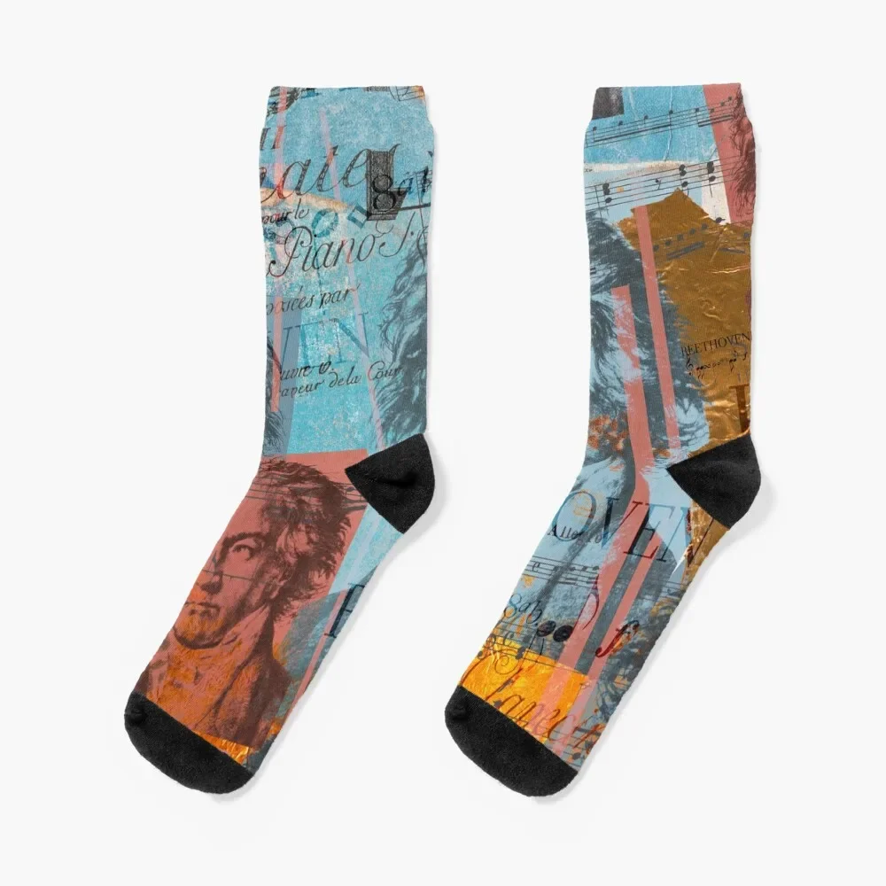 Ludwig van Beethoven portrait, mouse living, aesthetic collage Socks christmas gift anime Socks Man Women's