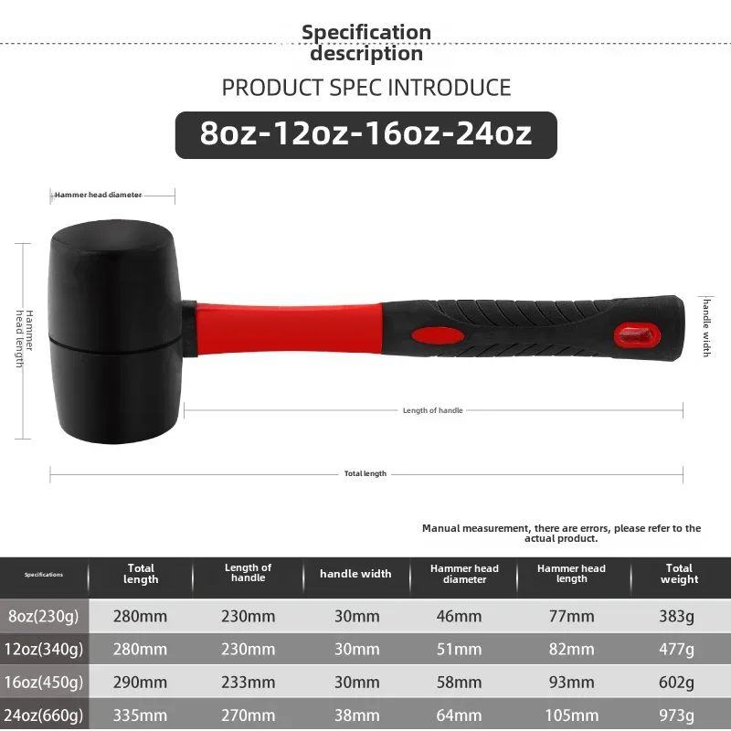 Hi-spec Rubber Mallet Professional Grade Tool For Ceramic Tile Floor Installation Repair Durable Lightweight Work