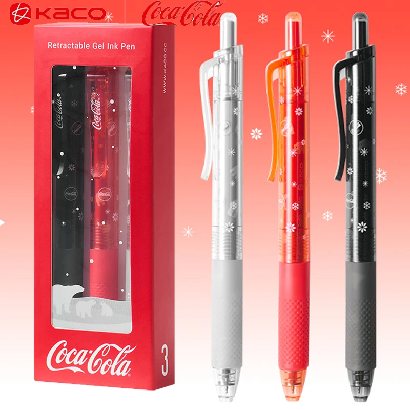 

Coca-Cola x KACO Collab Retro Glacier Explorer Gel Pen,Super Long Writing 0.5mm Black/Red Ink Quick-Dry Smooth Fun Writing Tools