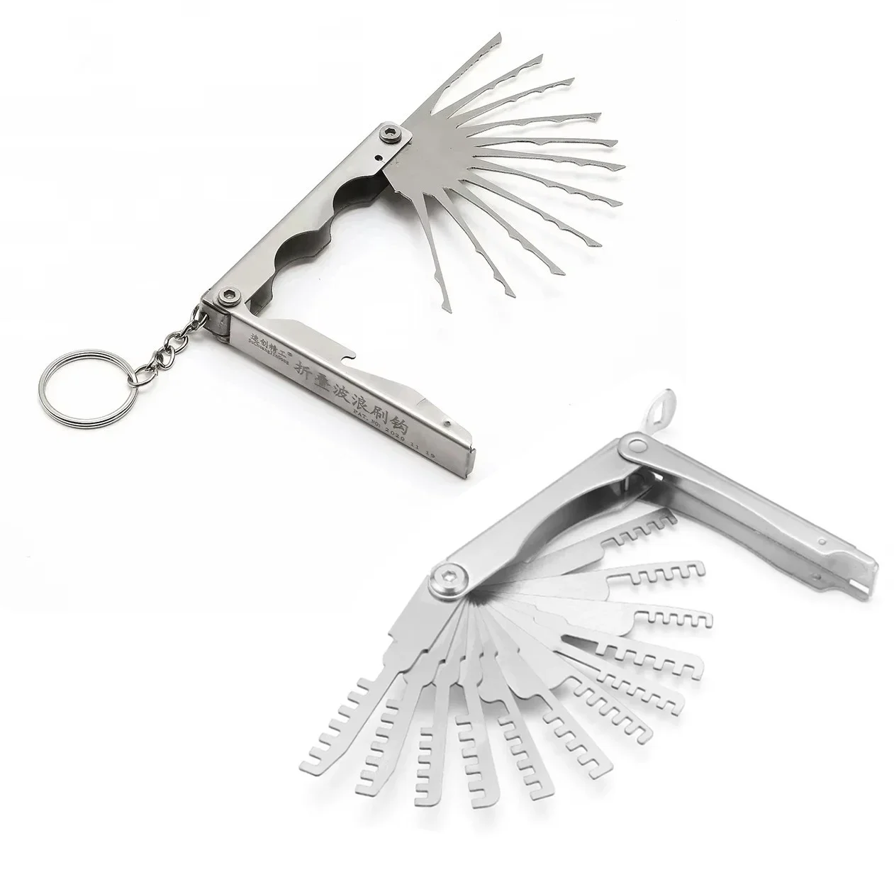 11pcs Folding Wave Brush Set Civil Lock All-Steel Tool Set for Locksmith Supplies Repair Tools