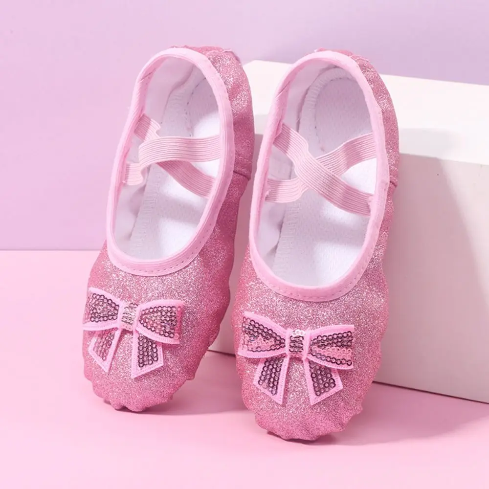 

1pair Beautiful Leather Girls' Dancing Shoes Bow Knot Rainbow Ballet Shoes Professional Star Embroidered Lace Bow Shoes Gift