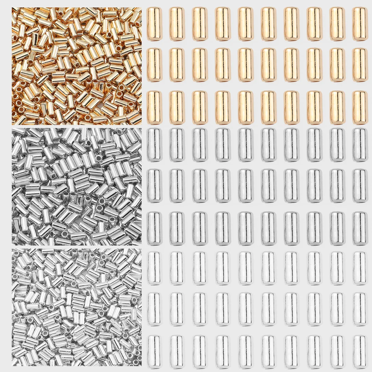 100/200/400psc 6x3mm Golden Silver CCB Plastic Long Tube Spacer Loose Beads For Jewelry Making Bracelet Necklace DIY Accessories