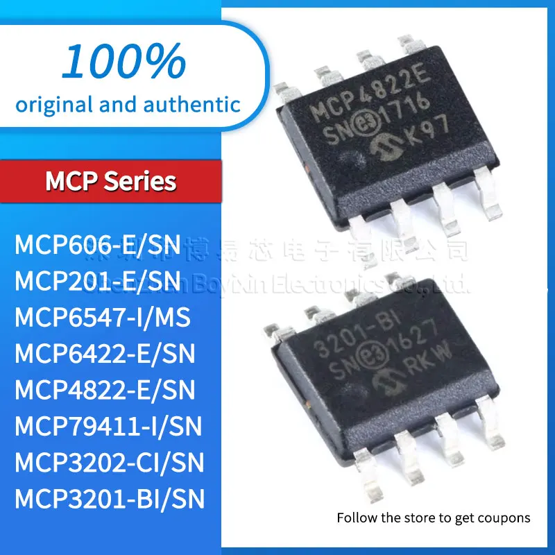 Original genuine MCP4822 MCP3202-CI MCP606 MCP79411-I MCP6547-I/MS MCP201 MCP6422-E MCP3201-BI/SN package SOP-8