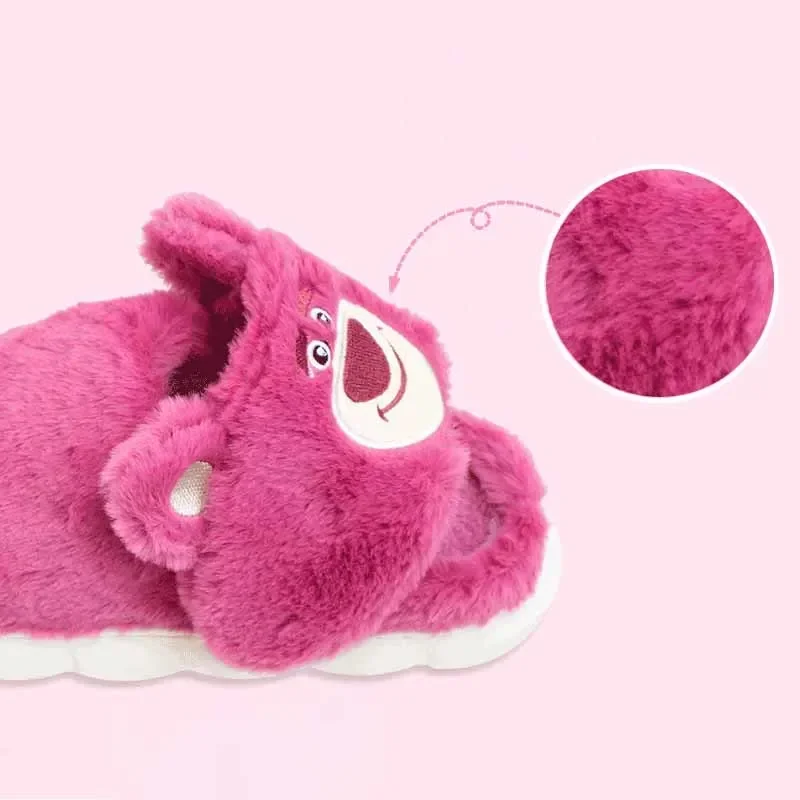 MINISO Disney Lotso Pooh Bear Stitch Anime Cartoon Cute Girl autunno inverno caldo peluche pantofole di cotone donna scarpe da casa