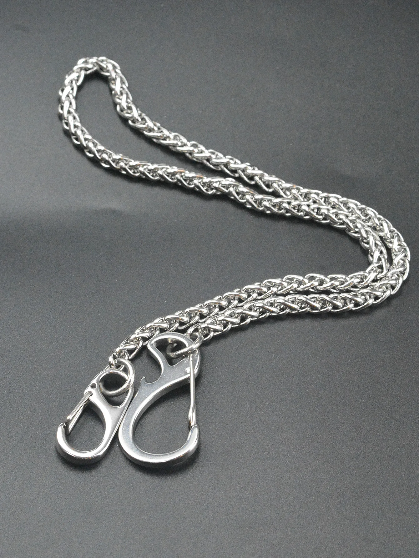 21 Inch Long 6mm Snake Wheat Chain Necklace Choker Jean Trouses Chain Street Dance Decor Stainless Steel Carabiner EDC Opener