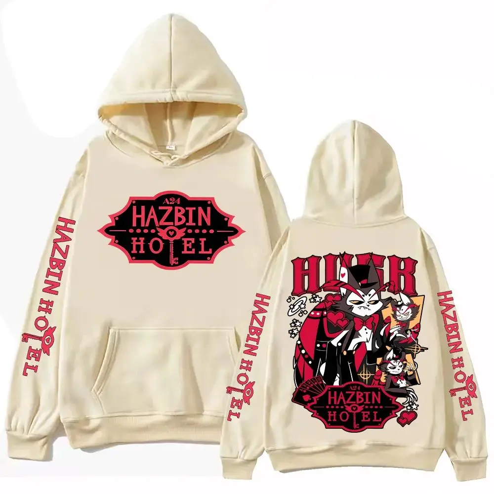 Bluzy Y2k Harajuku Retro Hazbin Hotel Husk Bluza z Kapturem Męska Damska Harajuku Długi Rękaw Pulower Top Bluza Prezent Unisex