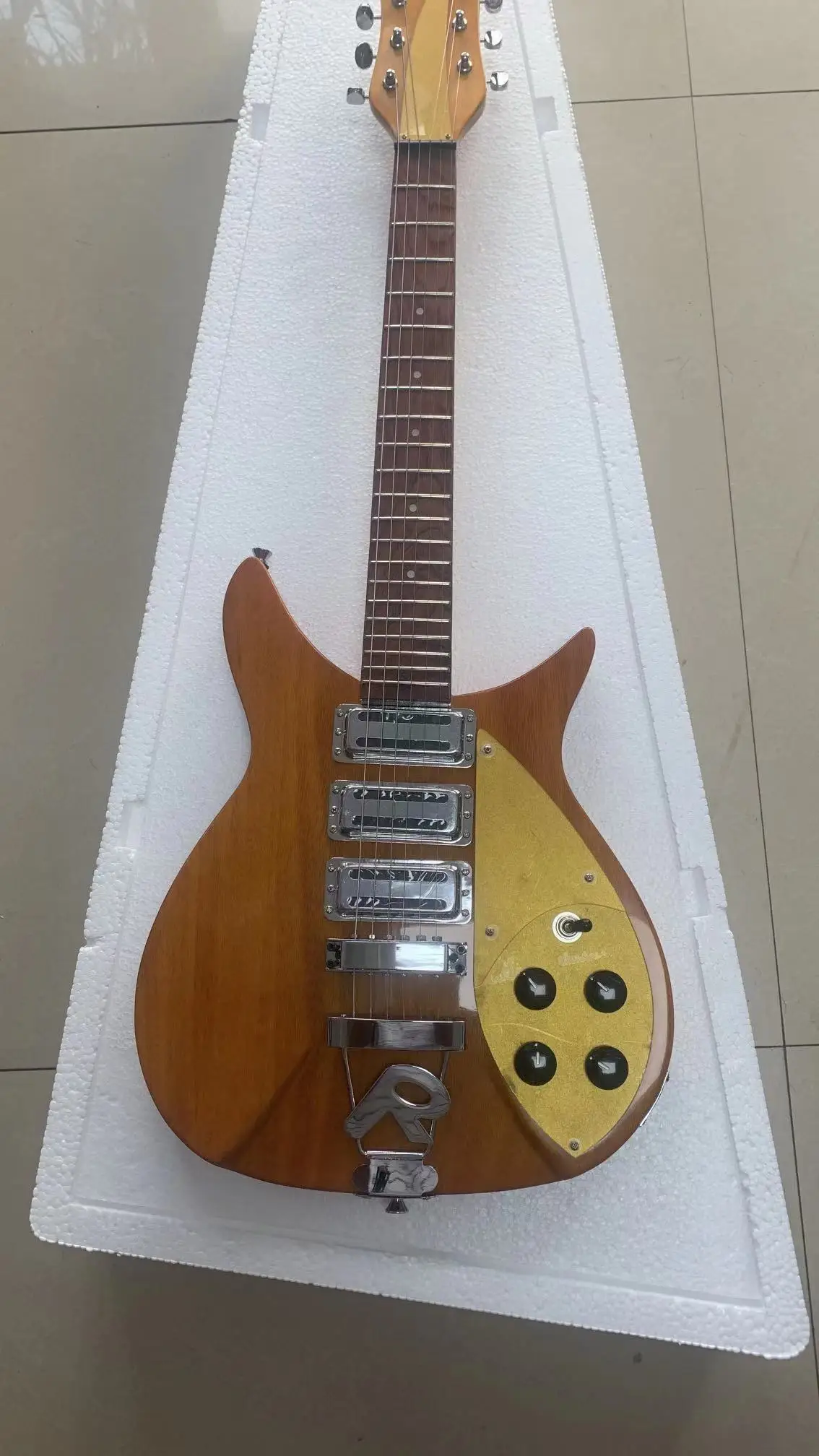 Gitar listrik 325 kelas atas, bodi kuning transparan klasik, tiga pickup ganda, gratis pengiriman