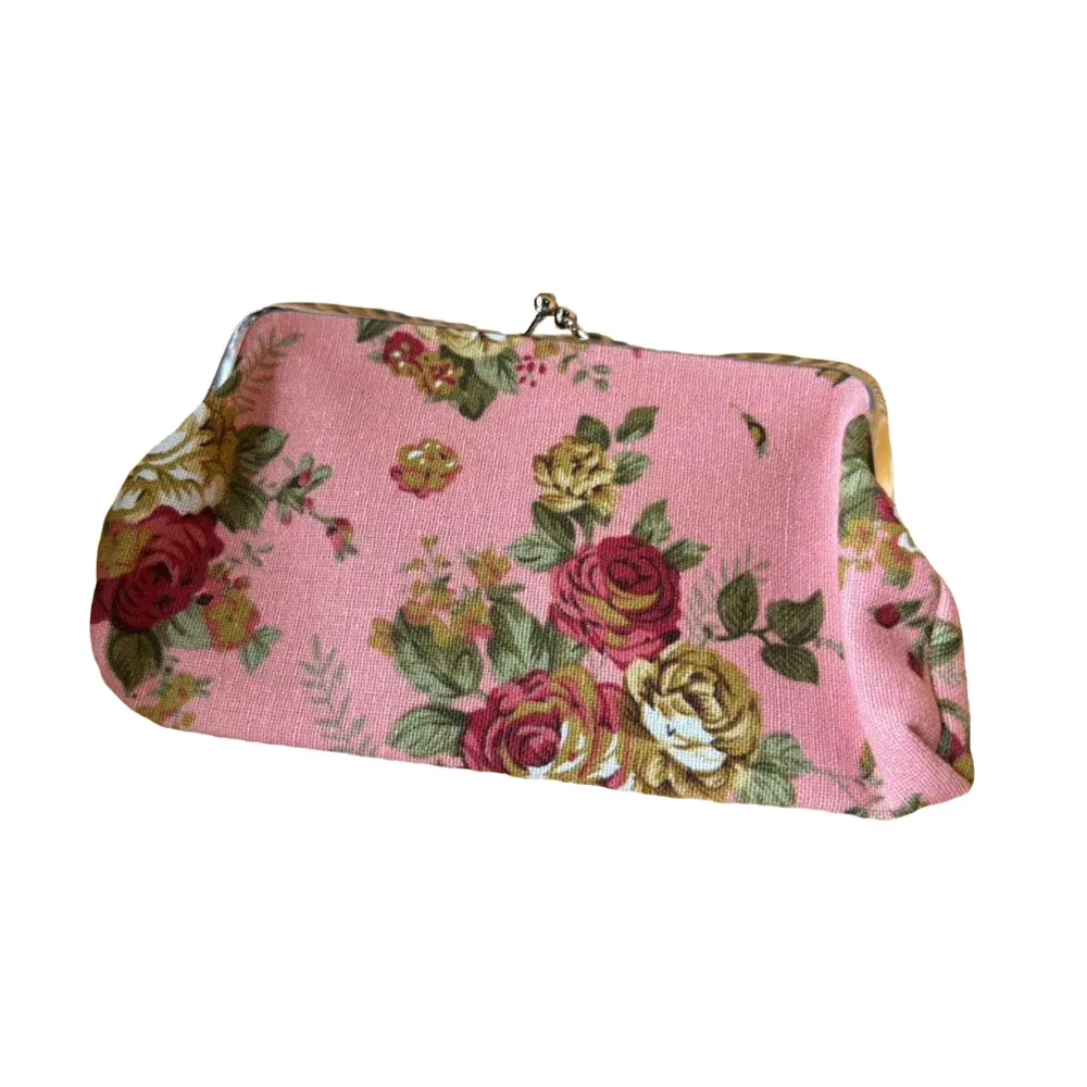 

Креативный ретро длинный кошелек с замком поцелуя, винтажный кошелек для монет с цветочным принтом, маленький кошелек, держатель для кредитных карт, клатч для денег, сумка для девочек