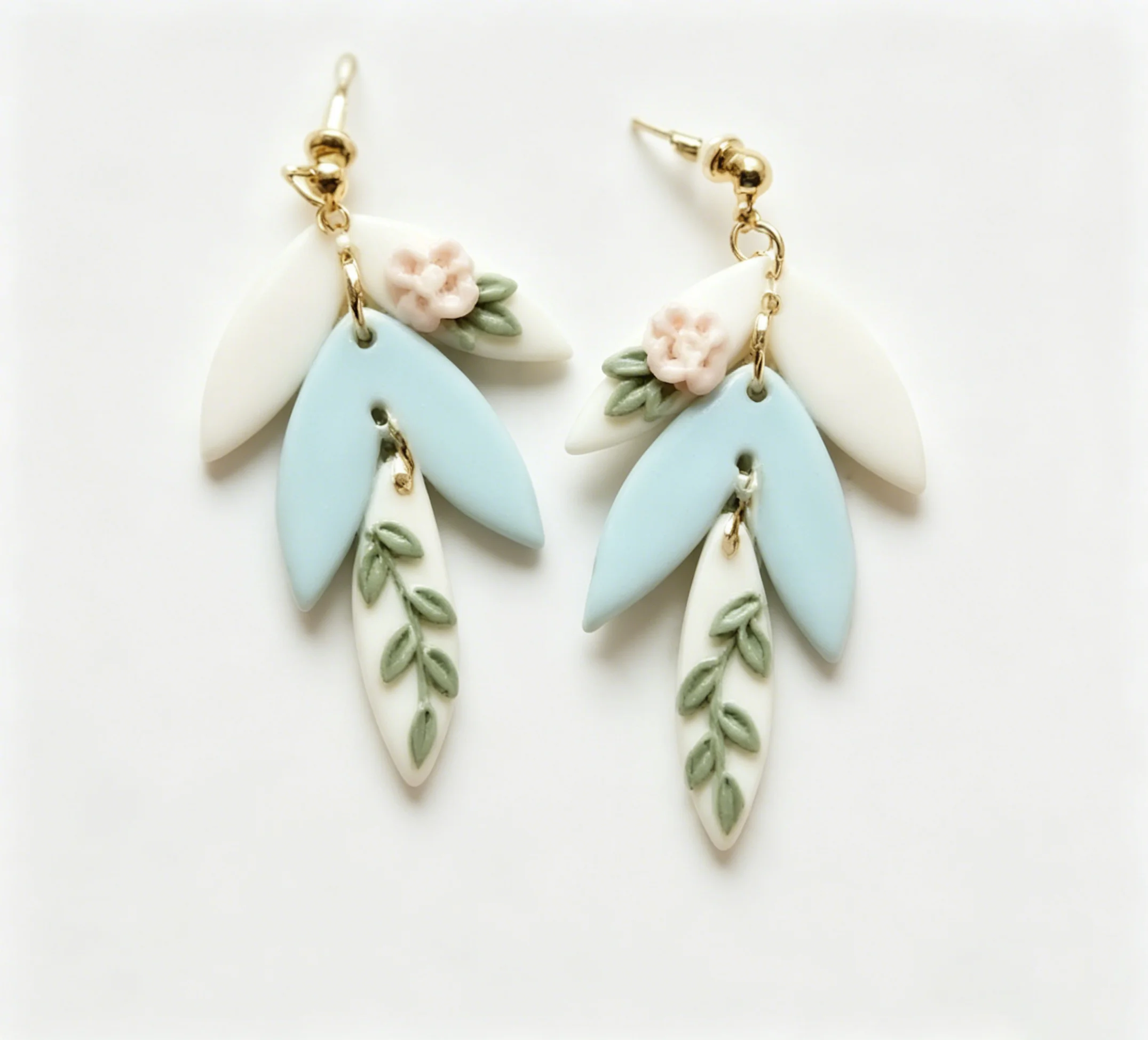 Trendy Floral Polymer Clay Earrings Multi-Shaped Dangle Leaf Layers Women\'s Spring Summer Accessory Gift for Mother\'s Day