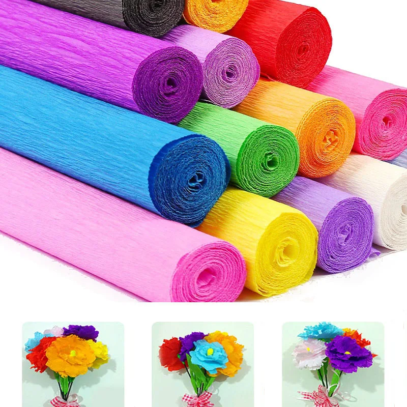 50x250cm Colored Crepe Paper Roll Origami Crinkled Crepe Paper Craft DIY Flowers Decoration Gift Wrapping Paper Craft