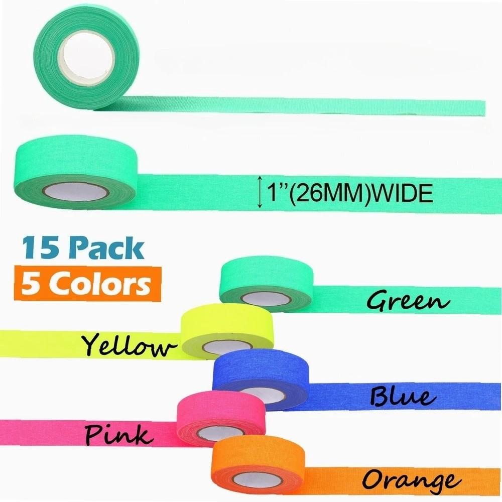 UV  Light Reflective Tape 15 Rolls, Neon Glow Tape for Party Supplies, Floor Marking, Background Decor, Dance