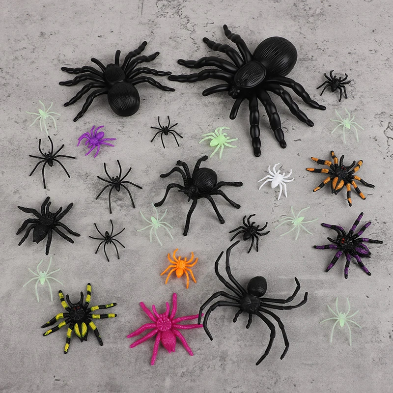 

45/70Pcs Realistic Plastic Spiders Halloween Party Trick Prank Toy Props Home Indoor Outdoor Spider Web Decoration Kids Gift
