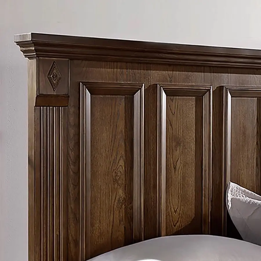 American rural solid wood double bed retro and old