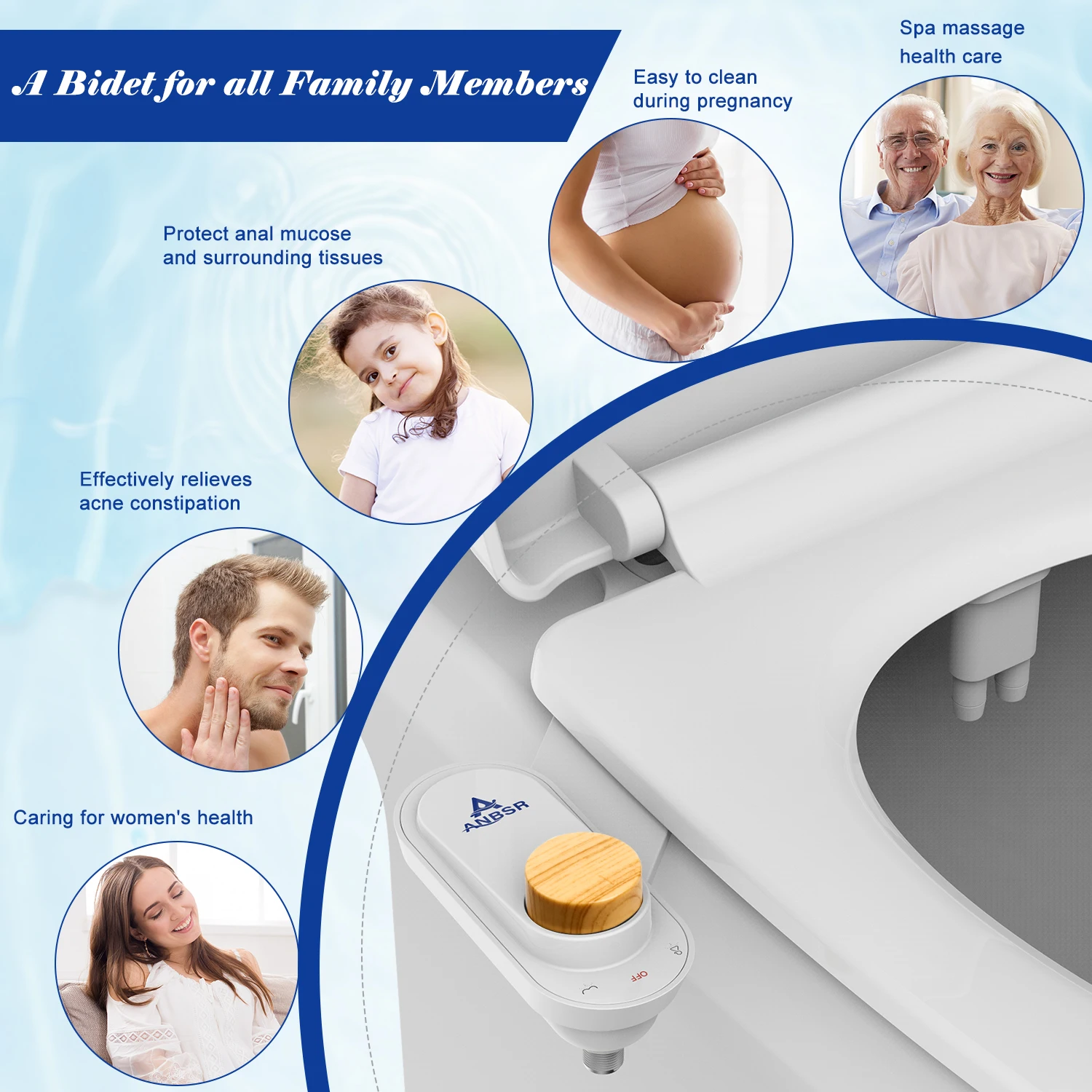 Tushy Toilet Seat Bidet Ultra-Slim Non-Electric Dual Nozzle Feminine Wash and Posterior Wash Pressure Controls