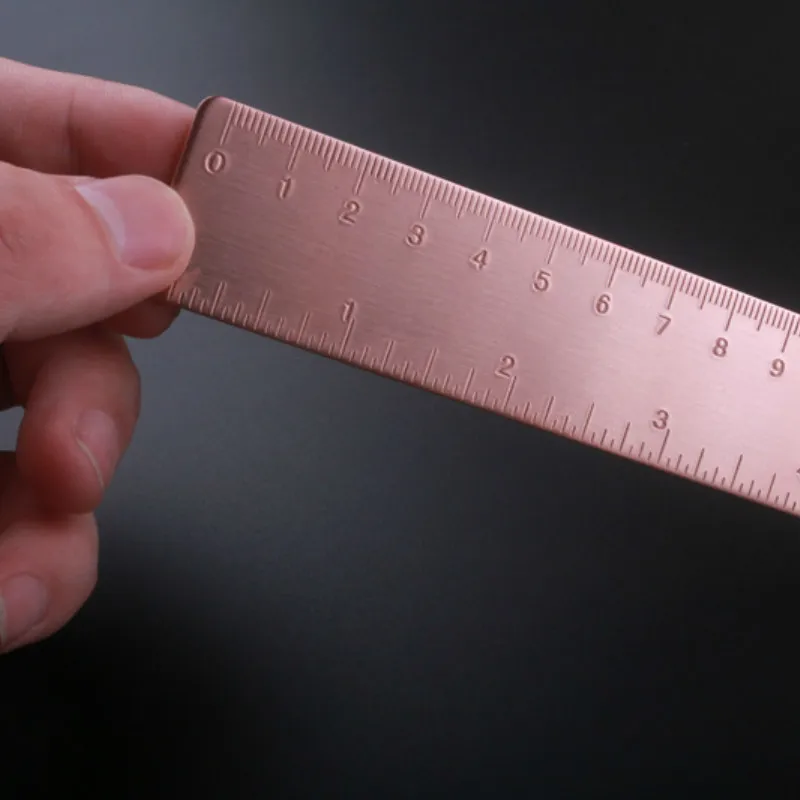 Thickened Pure Copper Ruler Copper Double-scale Bookmark Ruler Brass Drawing Drawing EDC Tool Rulers