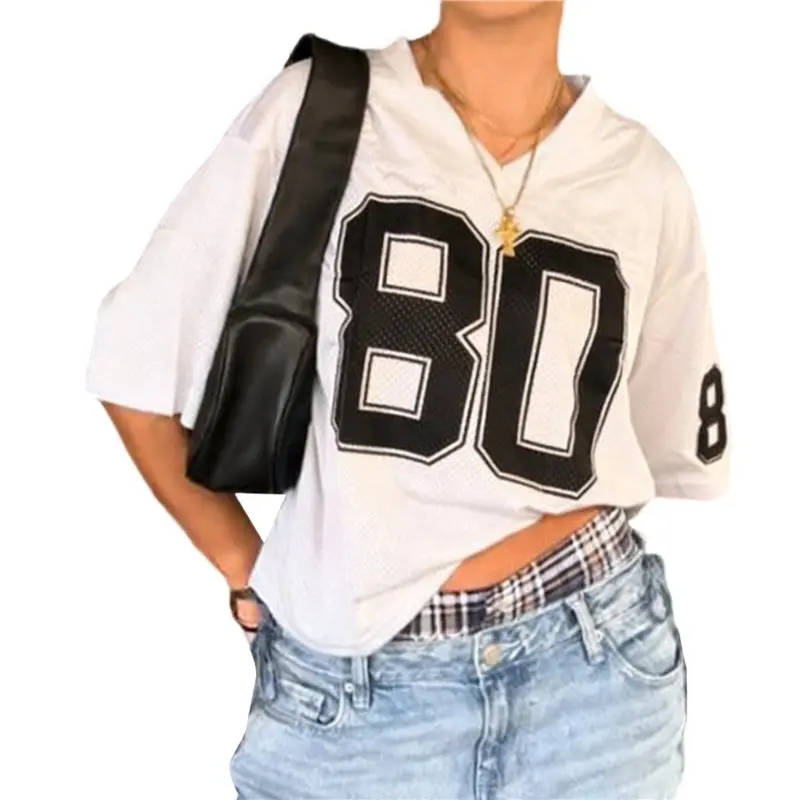 

Женские оверсайз-топы из джерси с графическим принтом, летние футболки в стиле Y2K, уличная одежда, рубашки с коротким рукавом