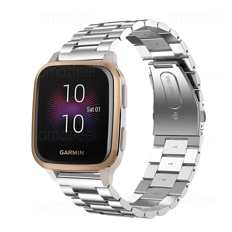 20mm pulseira de metal para garmin venu sq música pulseira de aço inoxidável para garmin venu 2 plus/vivomove esporte relógio banda