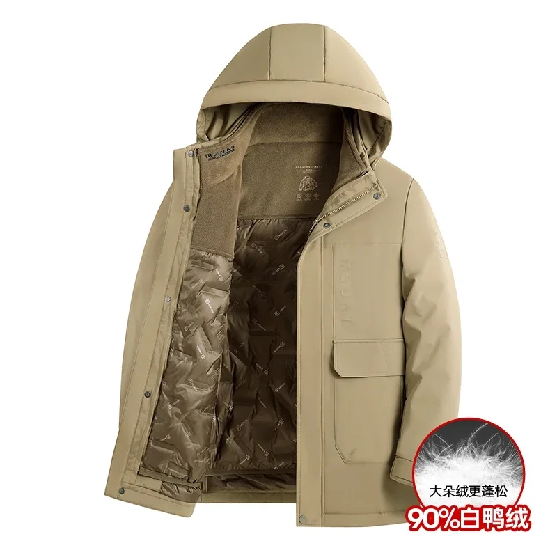 

Winter Down Jacket Thickened Warm Business Coats Casual Windproof Caps Detachable Cold Proof Suits High Quality Mens Clothing