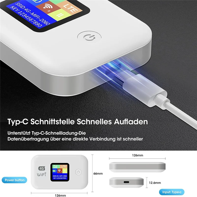 Router WLAN JABS-mobile, hotspot WiFi portatile 4G supporta schede SIM, router LTE Internet mobile per viaggi d'affari Vacanze