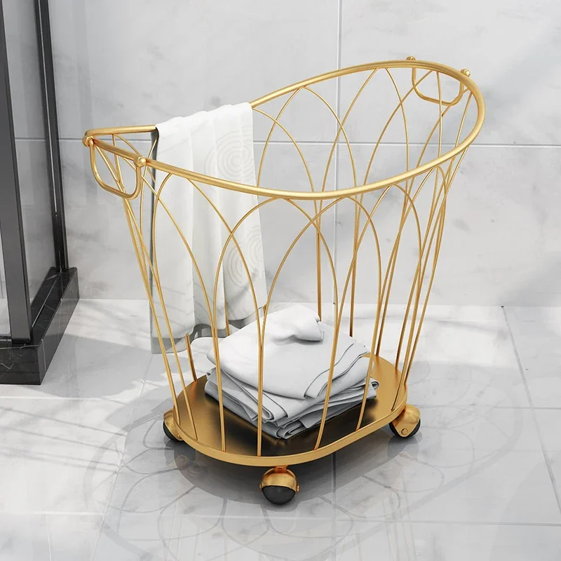 Light luxury wrought iron laundry basket, dirty laundry basket, dirty clothes storage basket ins wind home Scandinavian