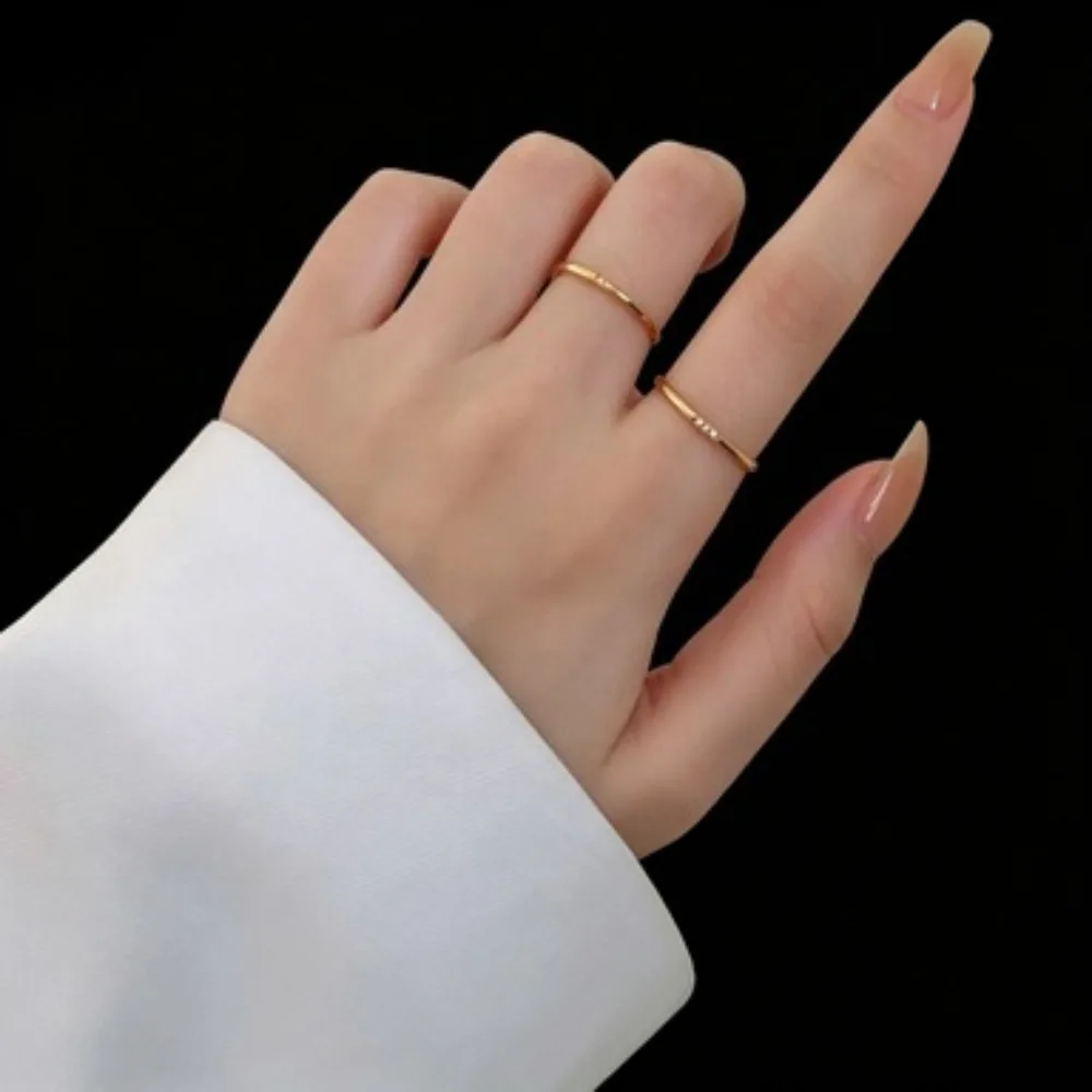 Stainless Steel Plated Paved Tiny Zircon Stackable Ring