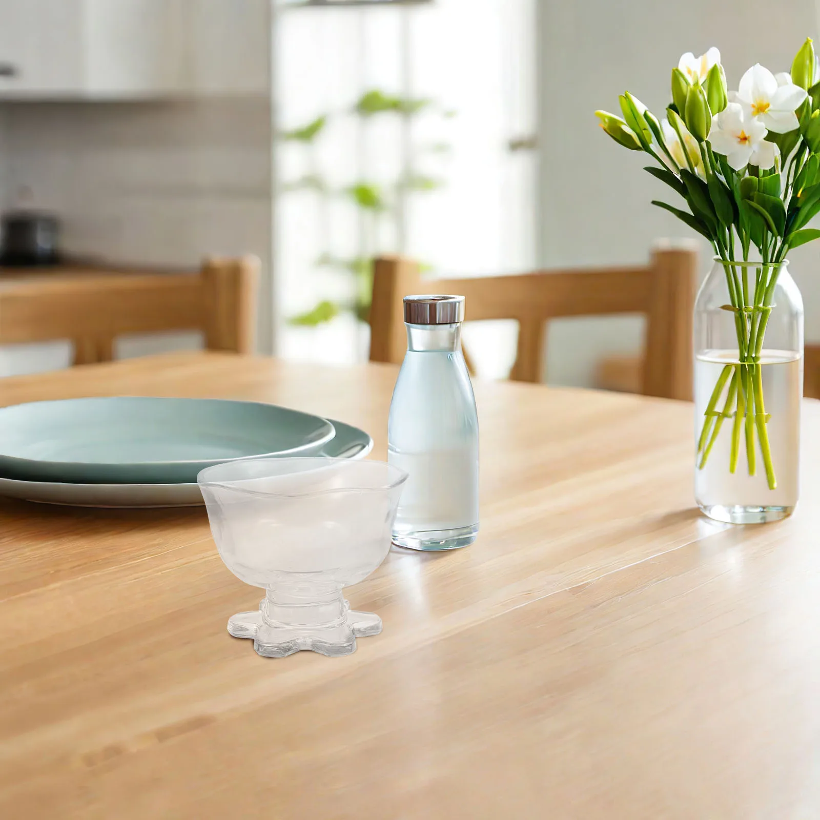 

240ml Transparent Glass Dessert Cup Ice Cream Pudding Footed Bowl for Home Cafe Parties Elegant Design High Transparency