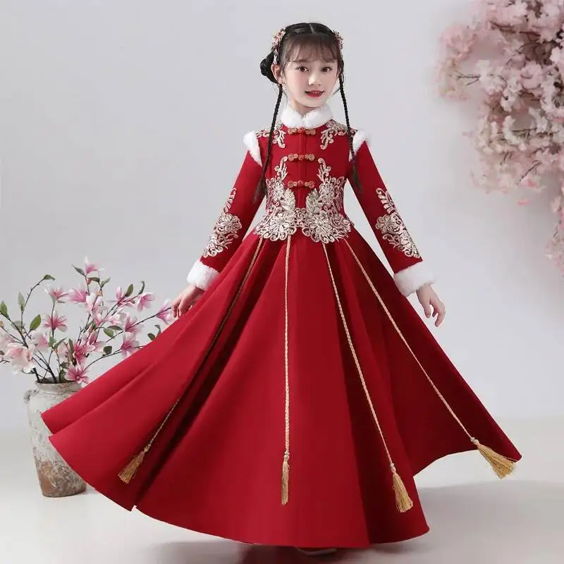 

Cute Kids Winter Fairy Ancient Dress Hanfu Vintage Chinese Princess Dress Children Costumes Girls Tang New Year Costume