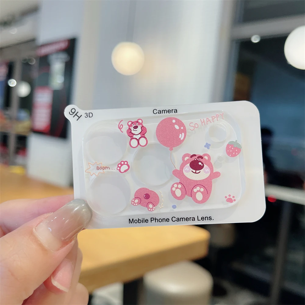 حامي عدسة الكاميرا آيفون 16 برو ماكس 15 14 زائد 13MINI 12 11 17Air غطاء كامل الزجاج المقسى 9H فيلم لوتسو ميكي ويني