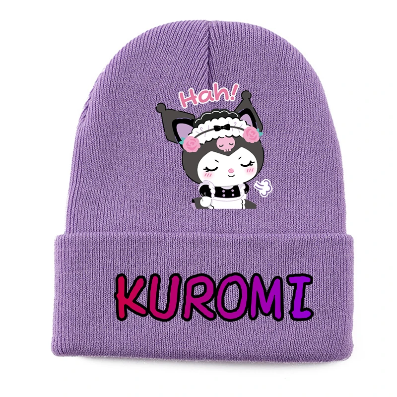 Anime Cartoon Kuromi My Melody Kawaii Purple Knitted Beanies Winter Warm Soft Cute Students Comfortable Men Women Outdoor Cap
