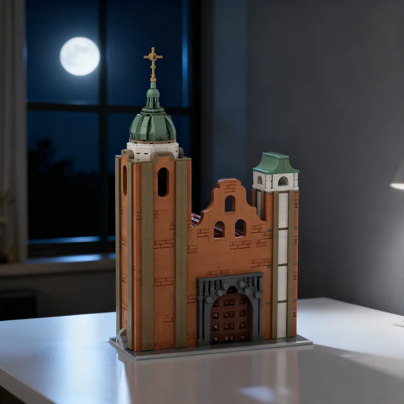 

3984 детали MOC: Модульная модель католического собора Святого Филиппа Нери, строительные блоки для создания уличной сцены, креативный подарок, декор для демонстрации, сборная модель