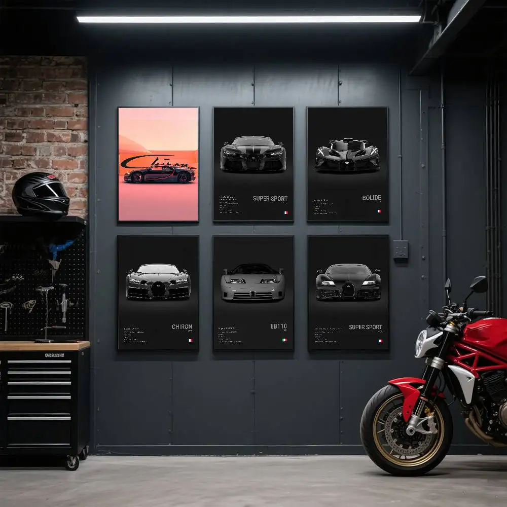 Póster artístico de supercoche B-Bugatti V-Veyron CHIRON DIVO BOLIDE, decoración del hogar estilo Anime, regalo Ideal, decoración perfecta para habitación