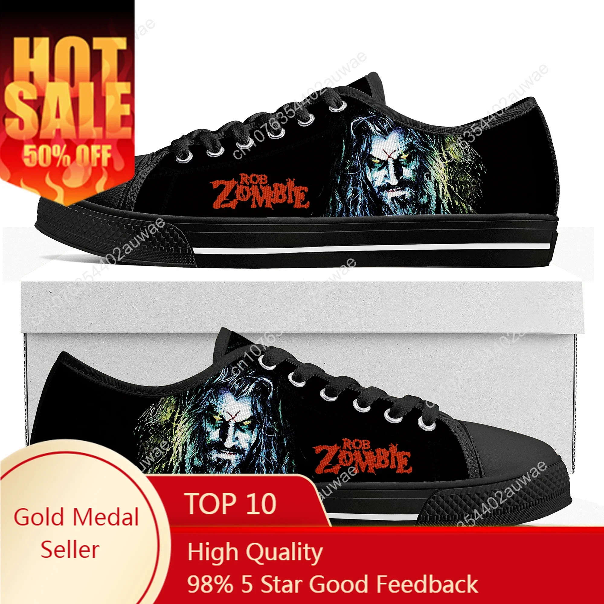 

Rob Zombie Rock Singer Low Top High Quality Sneakers Mens Women Teenager Children Canvas Sneaker Casual Couple Shoes Custom Shoe