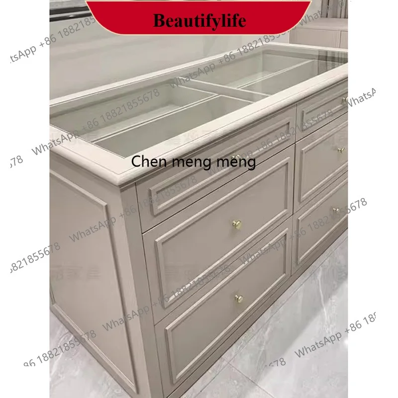 

Cloakroom Jewelry Cabinet Multifunctional Solid Wood Island Cabinet Large Capacity Double-sided Jewelry Display Cabinet