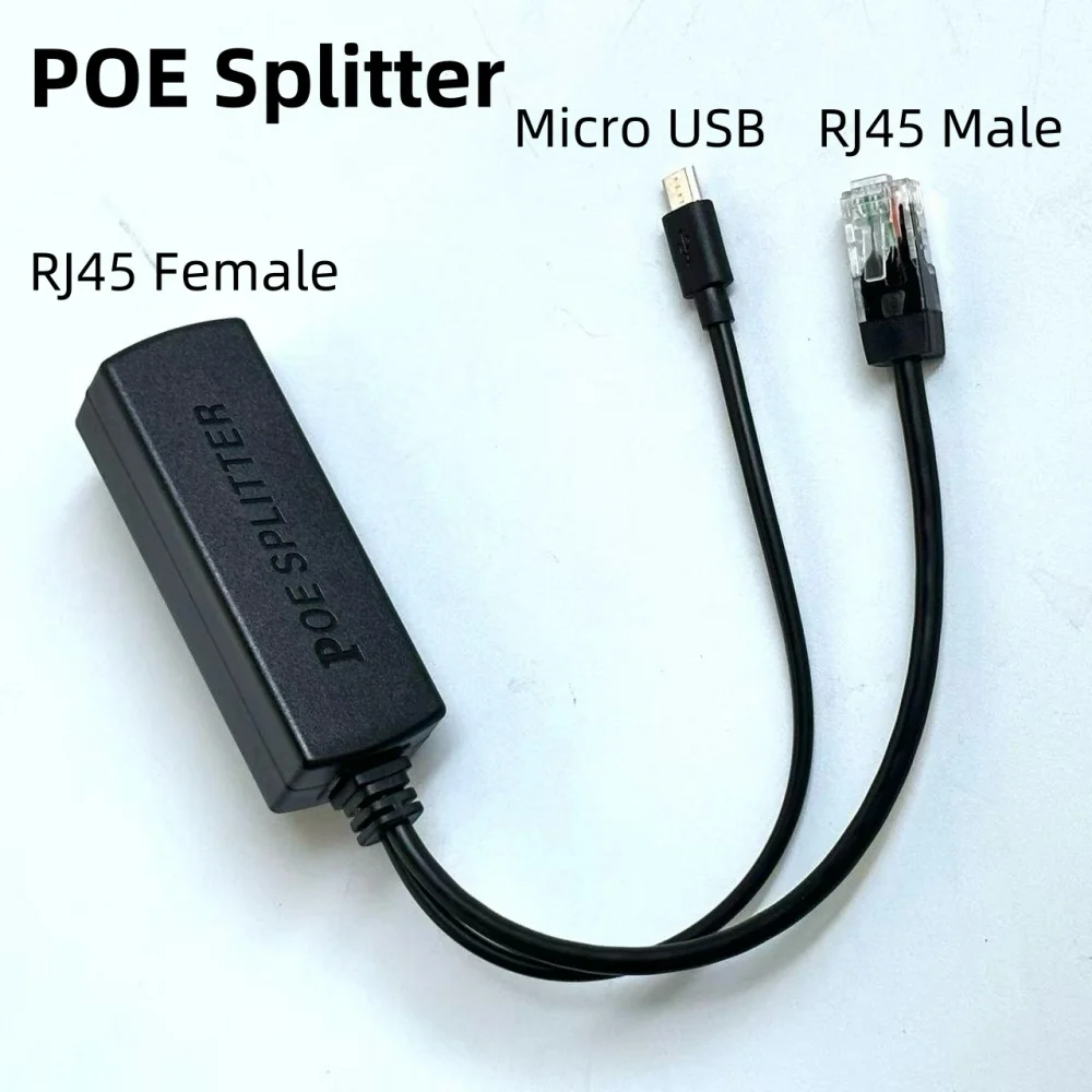 Divisor Micro USB PoE 5V/2.4A, PoE a Micro USB 5V/2.4A Salida de 12W, conversión Gigabit Ethernet de 2,5 Gbps IEEE802.3af/at,