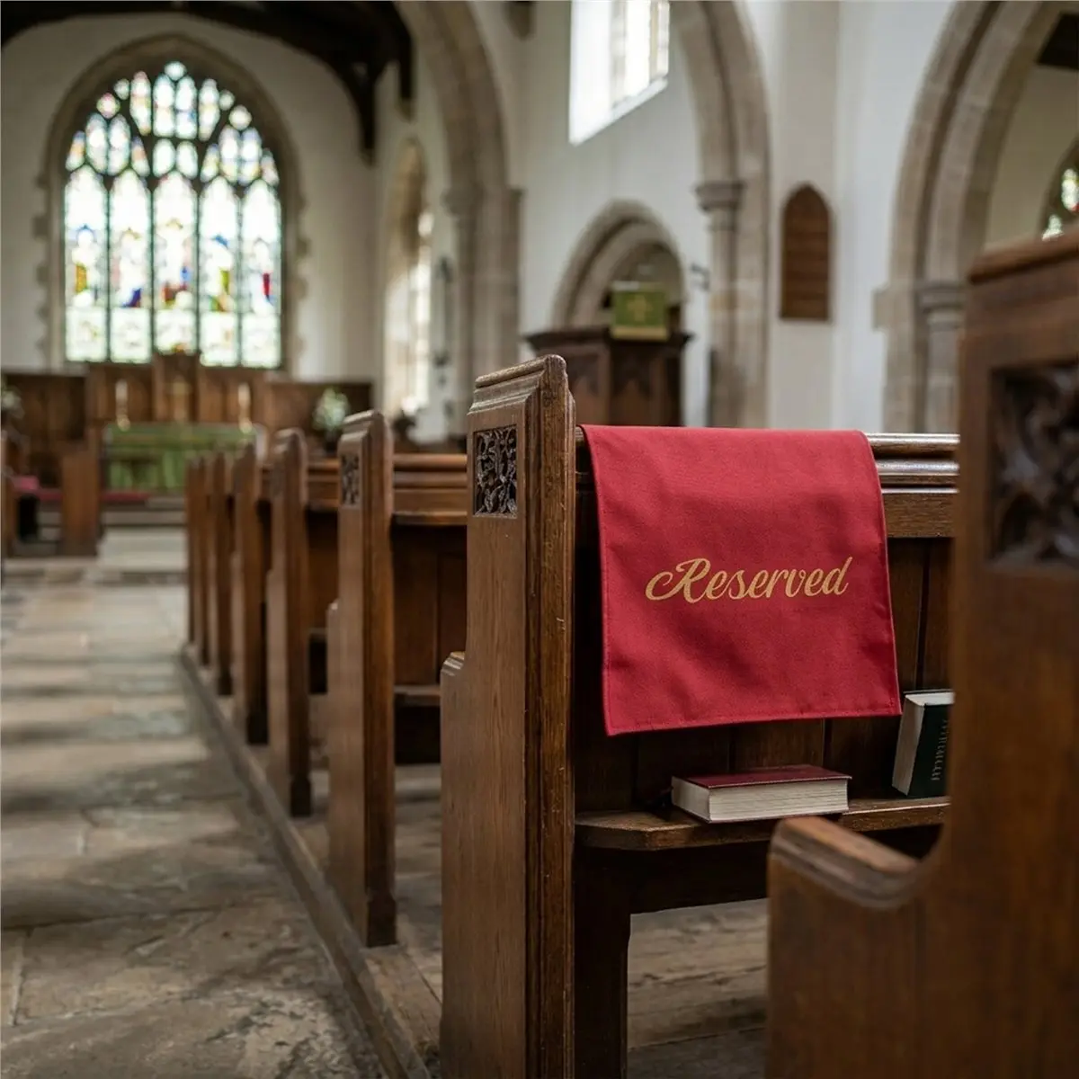 Goodprice 12 Pieces Reserved Seating Signs for Chairs 22 Inch Reserved Signs for Church Pews Cloth Placeholder for Restaurant B