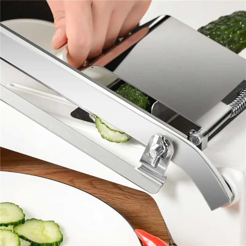 Home Kitchen Frozen Meat Slicer Manual Stainless Steel Food Cutter Slicing Machine Automatic Meat Delivery Nonslip Handle