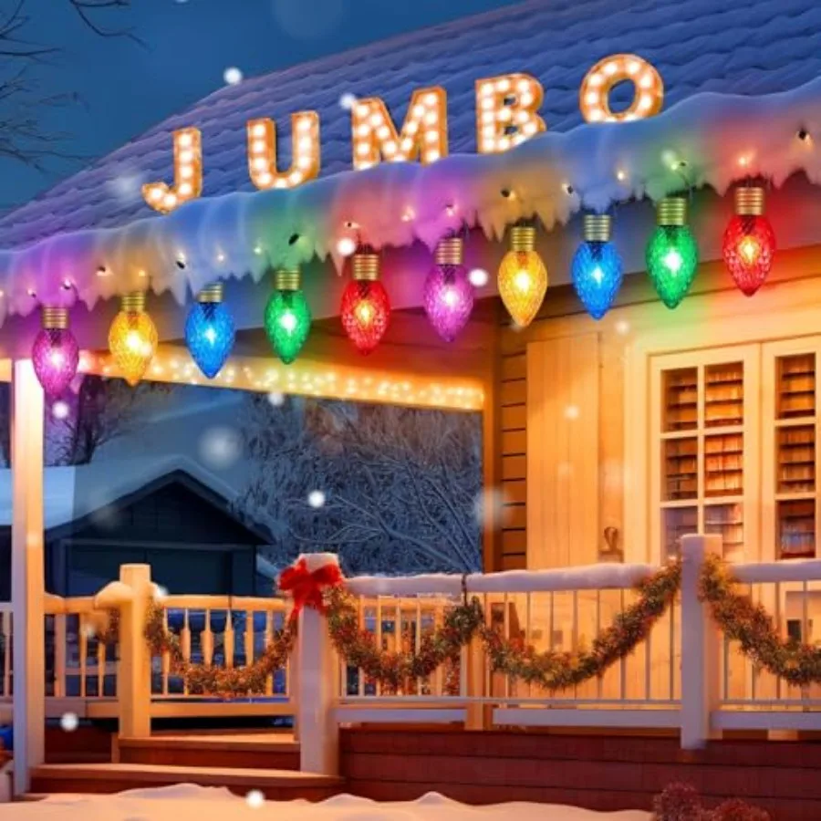 

Strawberry Jumbo C9 Christmas Pathway Lights Outdoor - Total 7 Feet 0 LED C9 Christmas Light C7 Light Covered Jumbo Bulb Christ