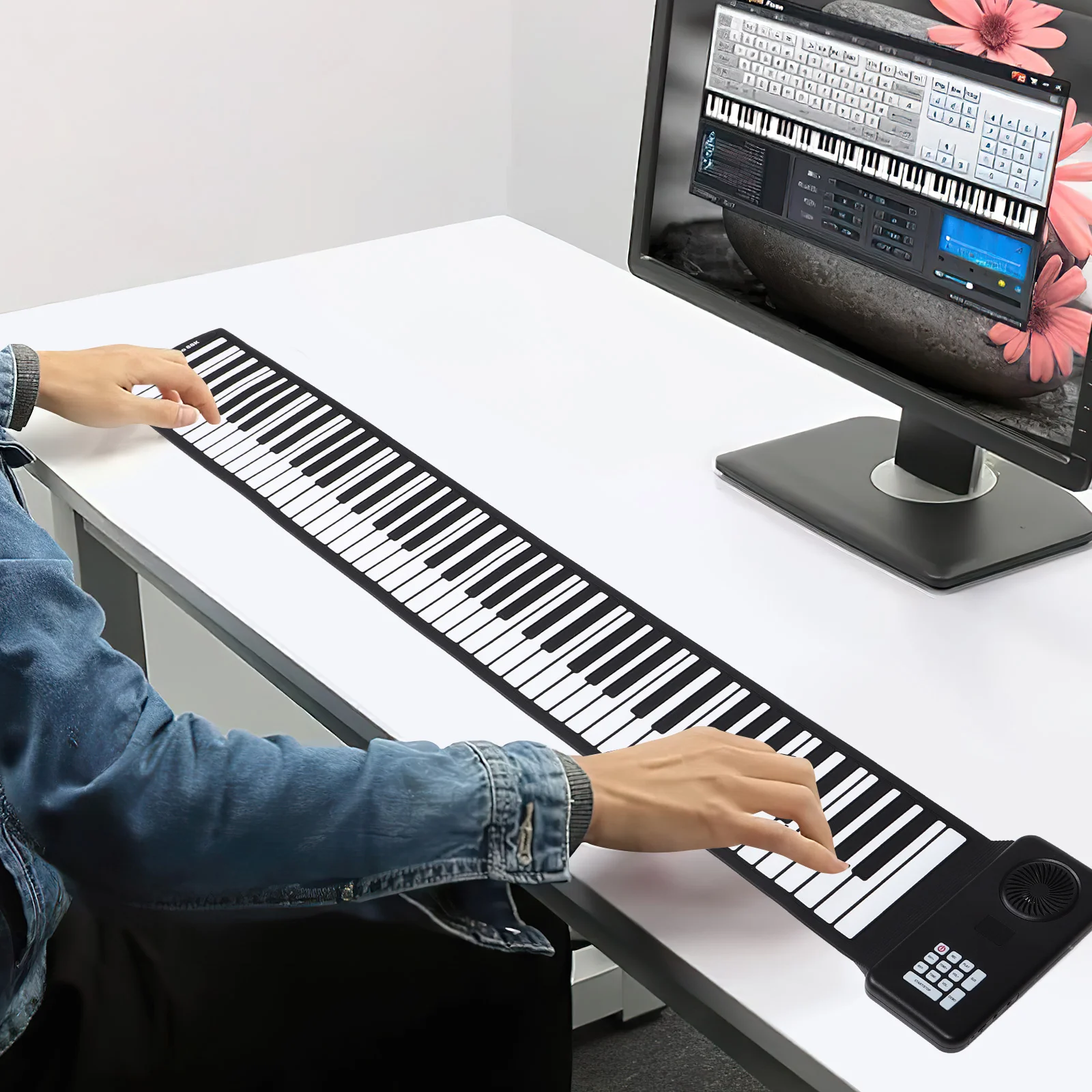 

Electric Piano Foldable Keyboard Folding Travel Electronic Roll-up 88 Keys Instrument