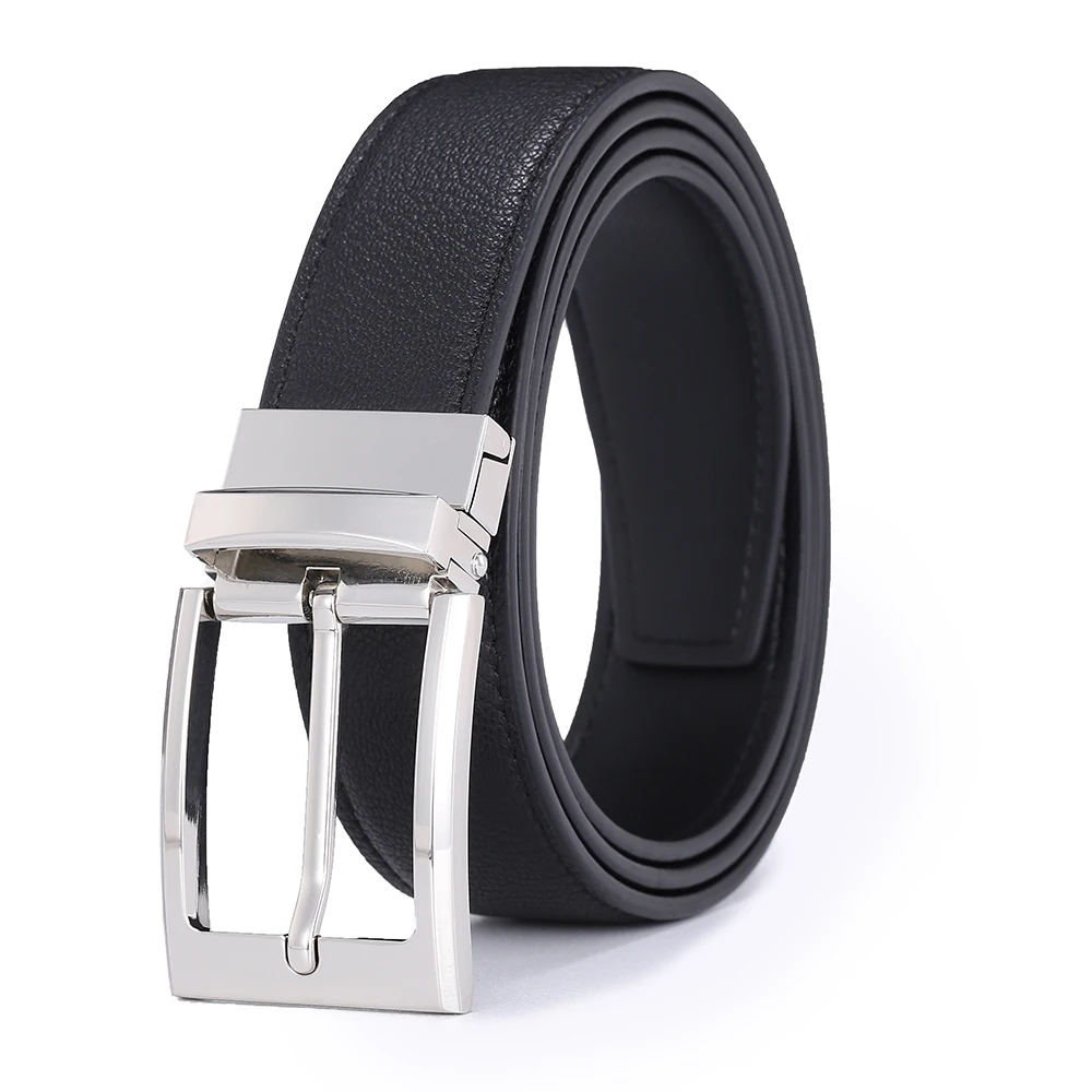 Two layer cowhide leather pin buckle belt men cowhide fashion belt high-grade belt made in China buckle can be rotated