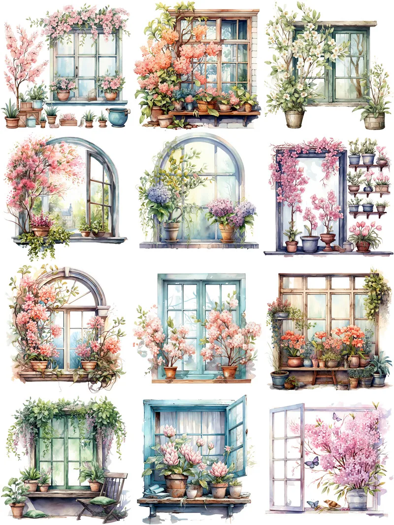 Spring Flower Window Stickers Crafts And Scrapbooking stickers kids toys book Decorative sticker DIY Stationery