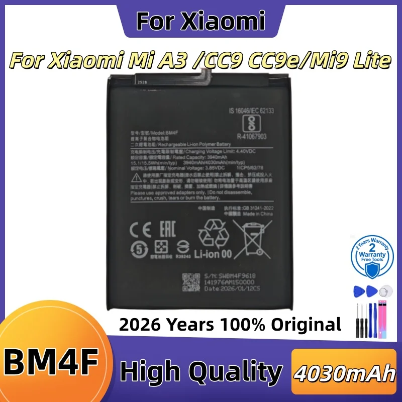 100% Original High Quality BM4F For Xiaomi Mi A3 CC9 CC9e CC9 Mi9 Lite 4030mAh Bateria Batteries+Free Tools