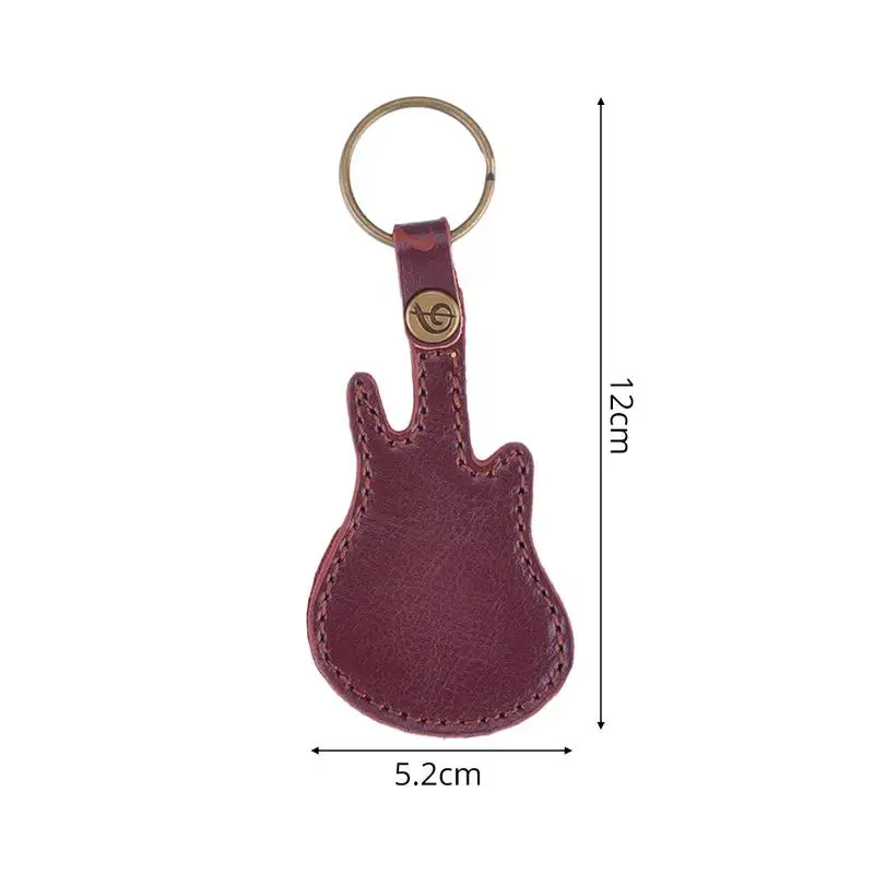 Guitar Pick Holder Leather Plectrum Case Bag Keychain Guitar Shape Guitar Picks String Instrument Accessories Excluding Pick