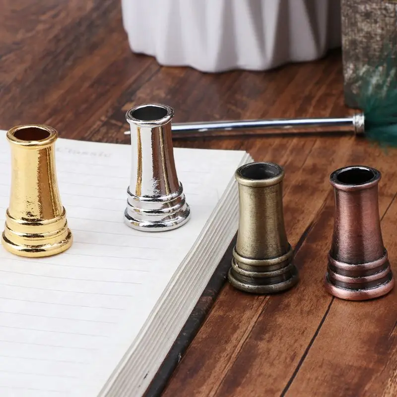 Vintage Metal Fountain Canetas Stand, Quill Dip Pen Holder, Quill Pen Holder, Escritório Material Escolar, Estudante Papelaria Presente, 1Pc