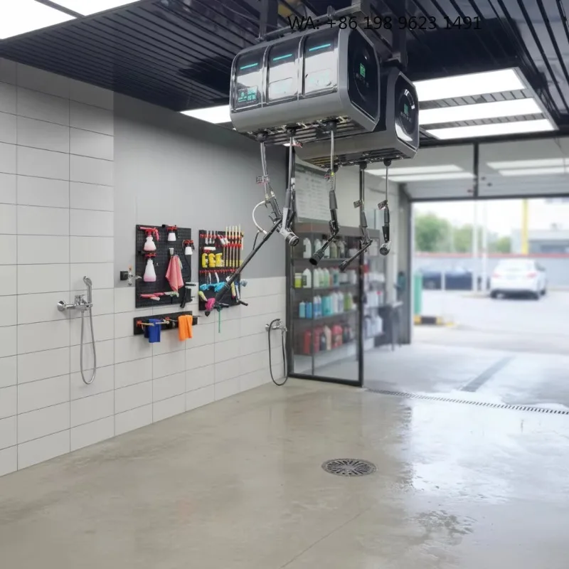 Commercial Wall-Mounted 10m 3-IN-1 Water Air  Combination Hose Reel for Full Car Wash Bay Setup