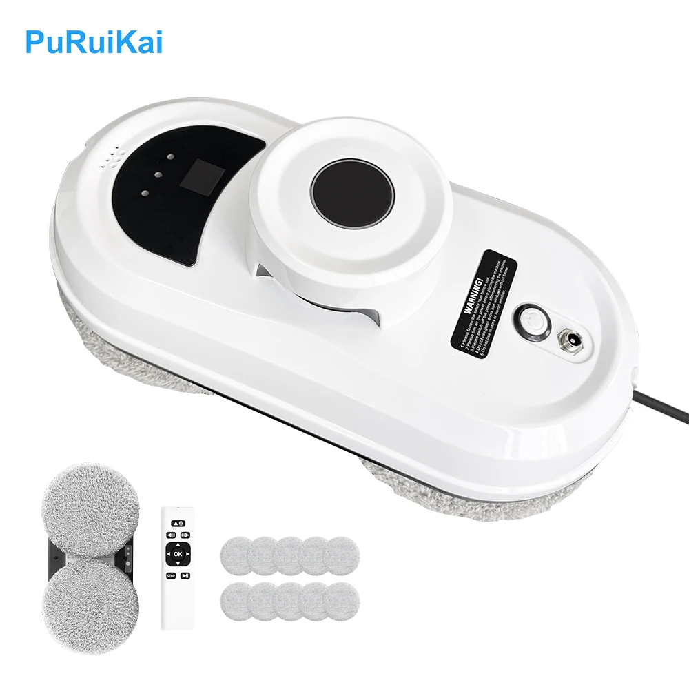 Robot limpiador de ventanas robótico inteligente de limpieza de vidrio con fuerte succión, Robot de limpieza de ventanas con Control remoto para ventanas/azulejos