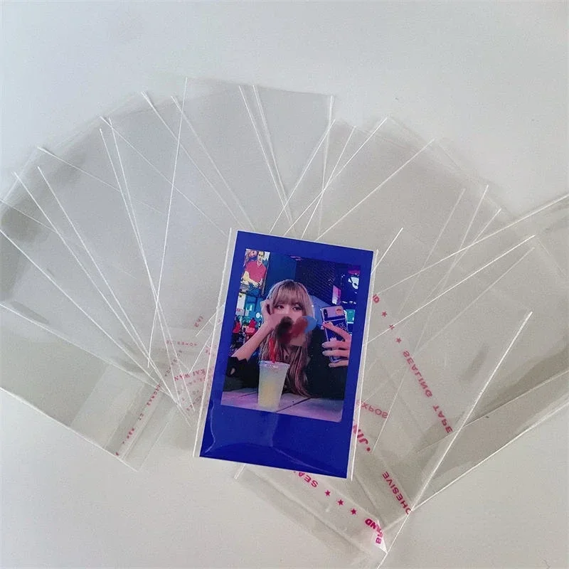 PVC Kpop Limpar Foto Cartões Mangas, Clear Photocard, Tampa Do Titular Do Bilhete Do Trem, Bolso Adesivo, Protetor De Coleção Idol, 50Pcs