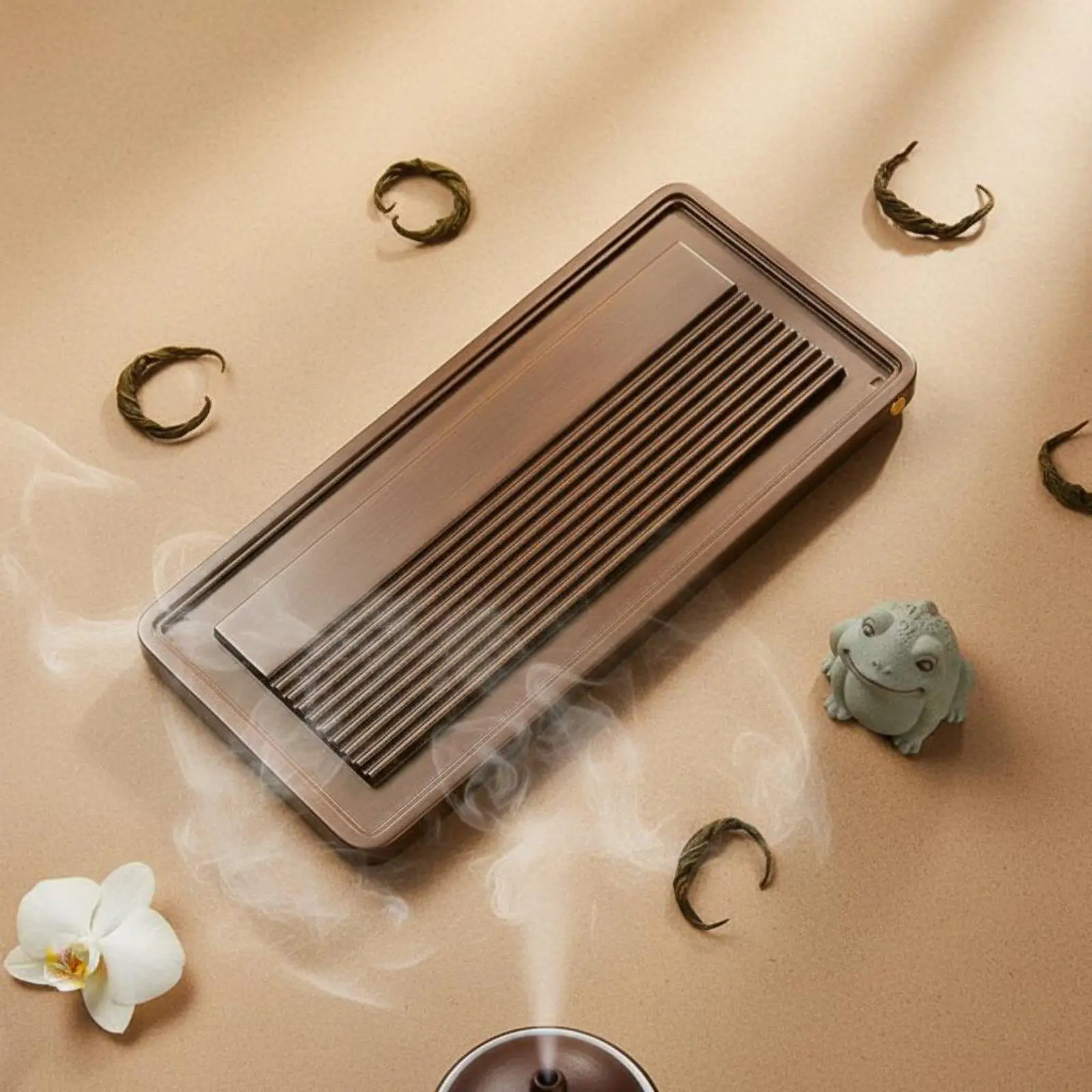 Solid Wood Serving Tray for Tea Decorative Table Center Tray with Drainage System Chinese Style Board for Home Office